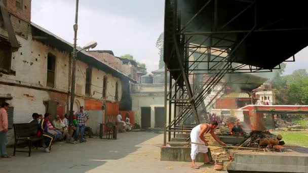 Cremation at pashupatinath temple — Stock Video