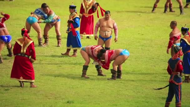 Боротьби турнір, фестиваль naadam — стокове відео