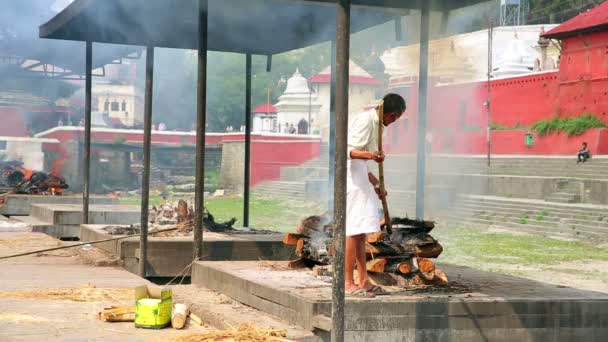Cremación en el templo de Pashupatinath — Vídeo de stock