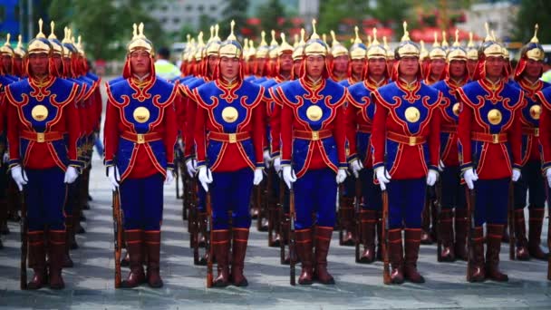 Mongolian Army at Naadam Festival — Stock Video
