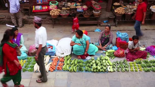 Vardagliga scen på durbar square — Stockvideo