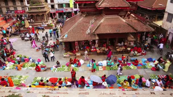 Dagelijks scène bij durbar square, Nepal — Stockvideo