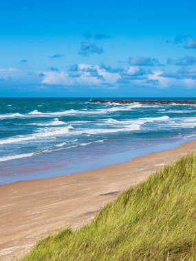 Danimarka 'da Hirtshals yakınlarında kumsal ve kumsal.