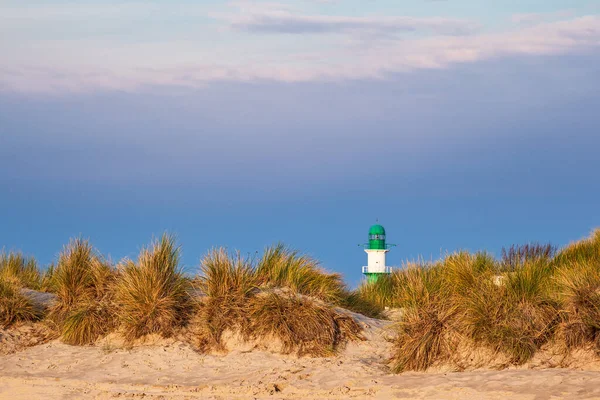 Pohled Duny Maják Warnemuende Německo — Stock fotografie