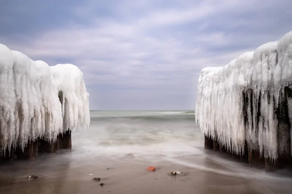 Vinter Stranden Östersjön Kühlungsborn Tyskland — Stockfoto