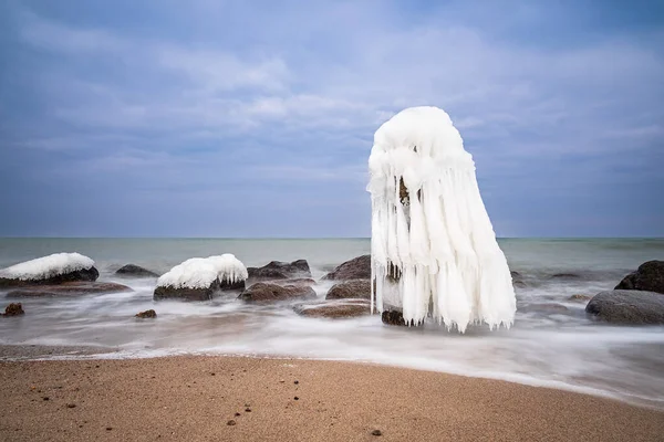 Vinter Stranden Östersjön Kühlungsborn Tyskland — Stockfoto