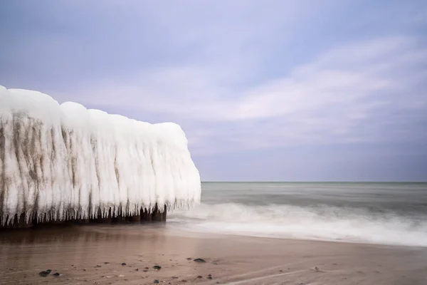 Inverno Sulla Riva Del Mar Baltico Kuehlungsborn Germania — Foto Stock