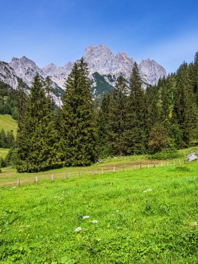 Almanya 'nın Berchtesgaden Alplerinde Klausbachtal vadisinde manzara.