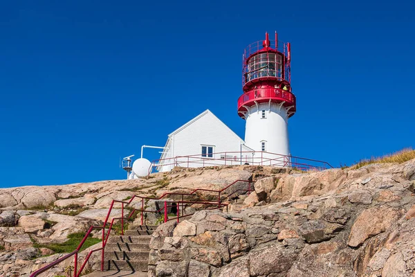 Vista Para Farol Lindesnes Fyr Noruega — Fotografia de Stock