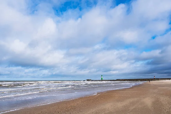 Beach Mole Shore Baltic Sea Warnemuende Germany — Stock Photo, Image