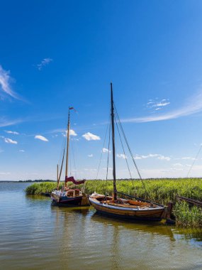 Sailboats in the port of Wieck, Germany.