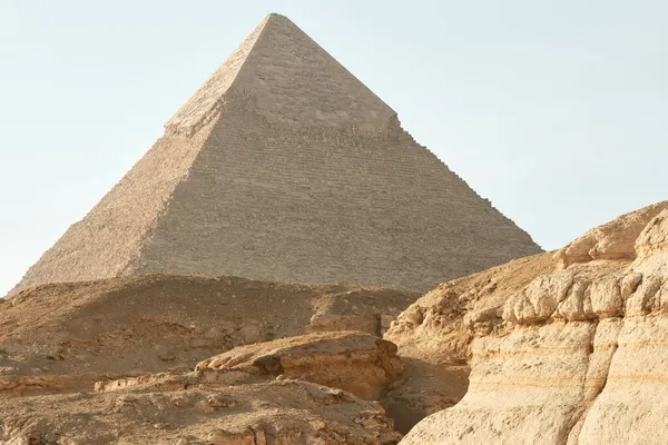 Πυραμίδα Του Khafre Επίσης Διαβάζεται Khafra Khefren Chephren Είναι Δεύτερο — Φωτογραφία Αρχείου