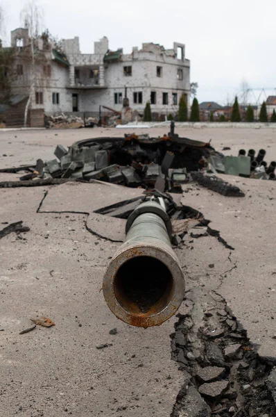 Tanque Russo Queimado Região Kiev Ucrânia — Fotografia de Stock