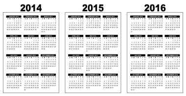 Basic calendar 2014-2016