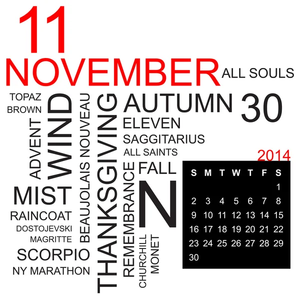 Nuage de mots Novembre 2014 — Image vectorielle