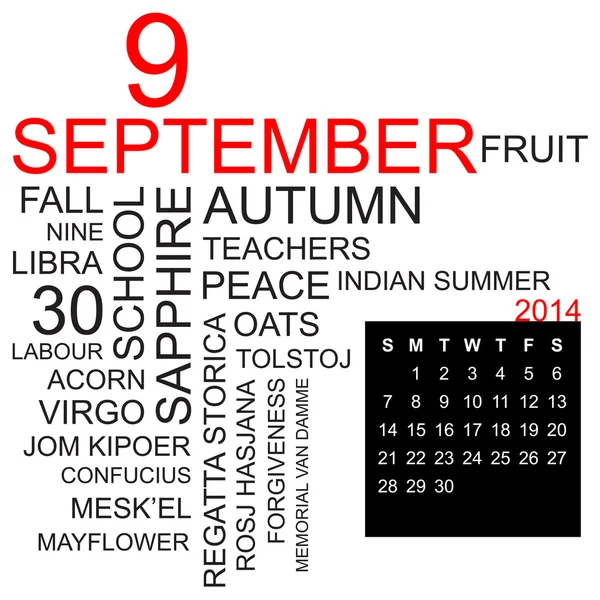 Nuage de mots septembre 2014 — Image vectorielle