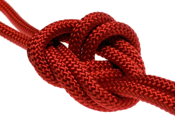 Apocryphal knot on double red rope — Stock Photo, Image