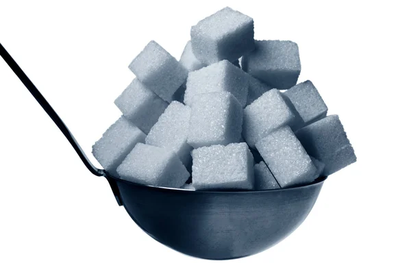 Ladle full with sugar — Stock Photo, Image