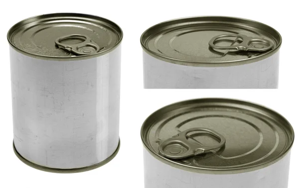 Set of tin food can close-ups — Stock Photo, Image