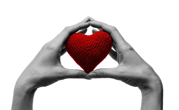 Red heart in the hands. — Stock Photo, Image