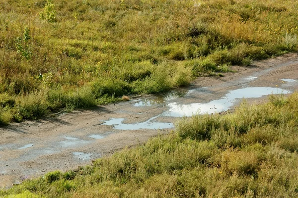 Road with puddles — Stock Photo, Image