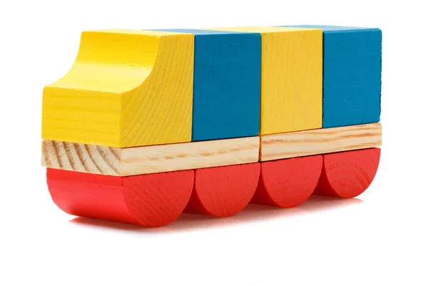 Wooden blocks truck on white — Stock Photo, Image