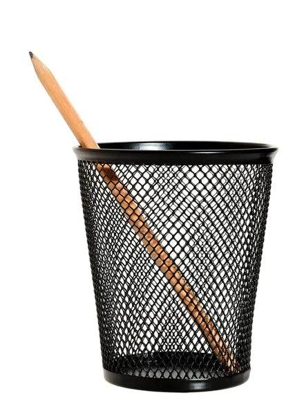 One pencil in a wire mesh pencil holder. — Stock Photo, Image