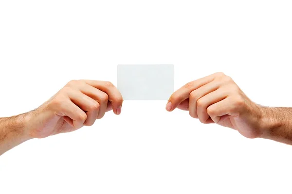 Hand holding credit cards isolated on white background — Stock Photo, Image