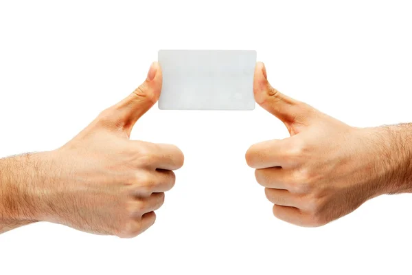 Announcement board in hands on a white background — Stock Photo, Image