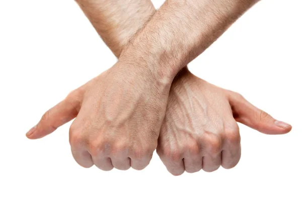 Deux pouces levés. croisé les bras. isolé sur blanc — Photo