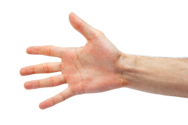 Символ руки, який означає п'ять на білому тлі — стокове фото