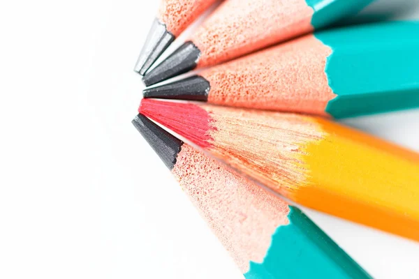 Red Pencil among other pencils on white background — Stock Photo, Image