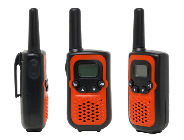 Three view of orange walkie talkie. isolated on white background — Stock Photo, Image
