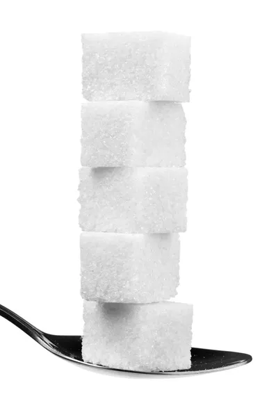 küp şekerli çay kaşığı beyaz izole içinde