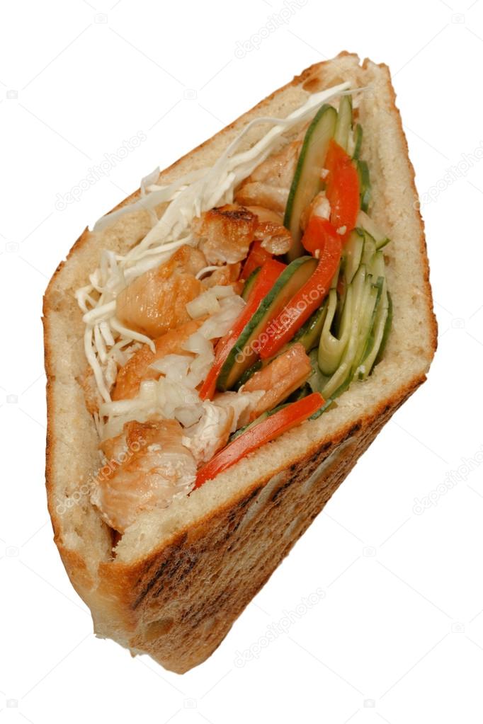 Close up of kebab sandwich