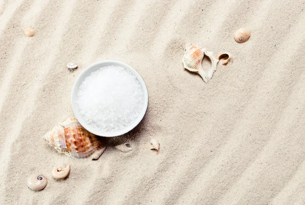 Mořská sůl a mušlí — Stock fotografie