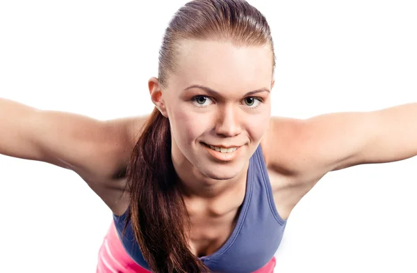 Young girl does gymnastics — Stock Photo, Image