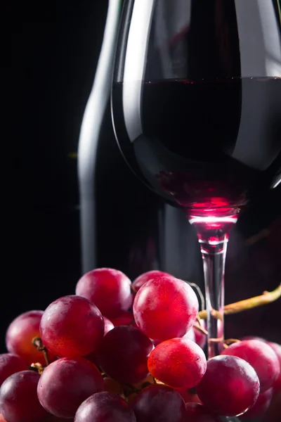 Druivenmost en glas met rode wijn — Stockfoto