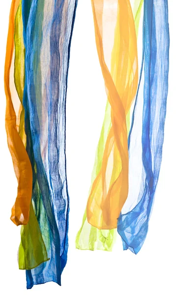 Цветные шарфы, изолированные на белом — стоковое фото