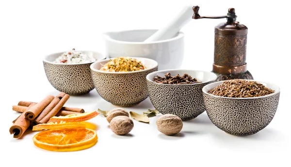 Spices in a small ceramic cups — Stock Photo, Image