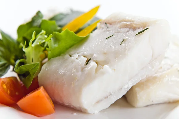 Halibut with greens — Stock Photo, Image