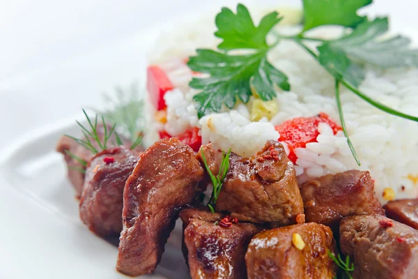 Carne di montone stufata con riso — Foto Stock