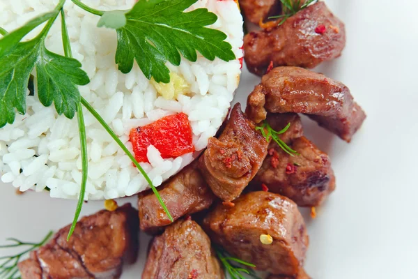 Spiedino fatto di shish con riso — Foto Stock