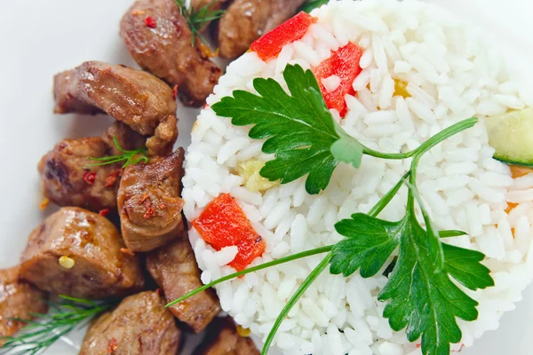 Stewed mutton with rice — Stock Photo, Image