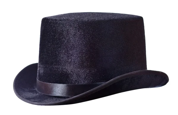 Chapéu superior preto em branco — Fotografia de Stock