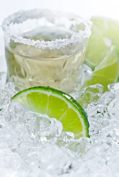 Tequila de oro con sal y lima — Foto de Stock