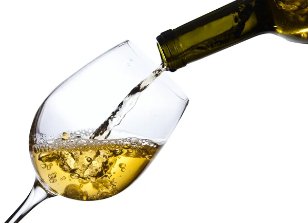 Vino bianco isolato su fondo bianco — Foto Stock