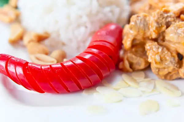 Red pepper with meat and rice — Stock Photo, Image