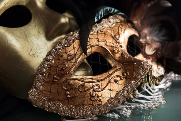 Old gold Venetian masks — Stock Photo, Image