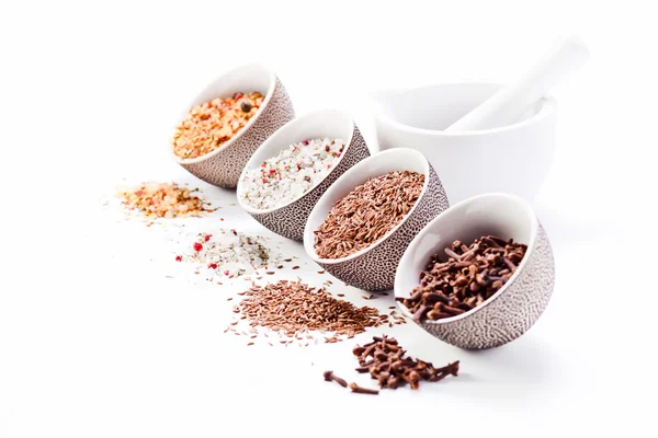 Spices in a small ceramic cups — Stock Photo, Image